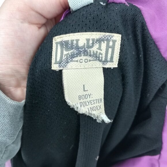 Duluth Trading Company Anorak Purple Hooded Jacket Coat Size L Zipper Pockets - Picture 11 of 11